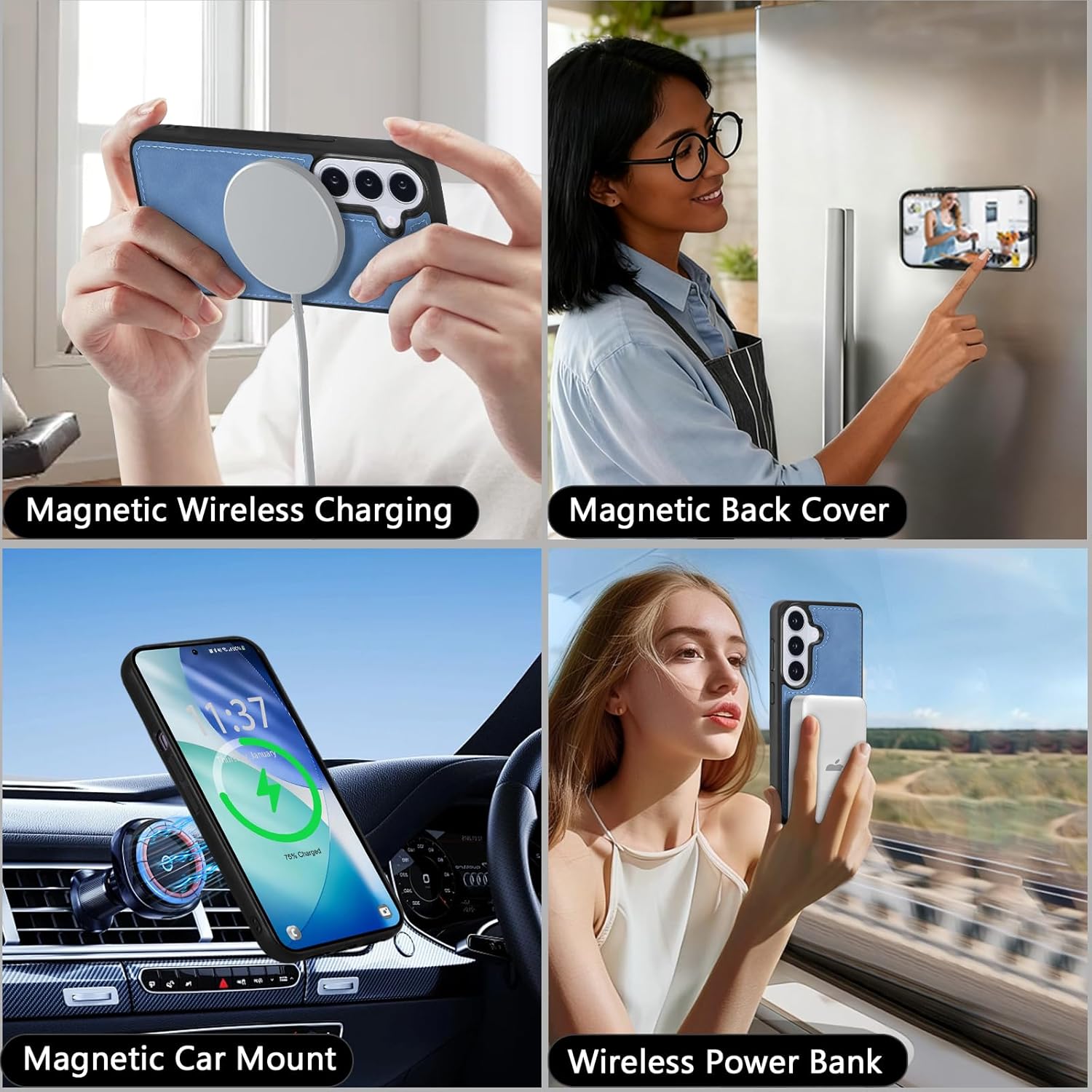 Wallet Case for Samsung Galaxy S26 with Card Holder/Crossbody Wallet/Strap| RFID Blocking | Magnetic | Kickstand | Detachable | PU Leather Phone Case for Galaxy S26,6.3 in,Sky Blue