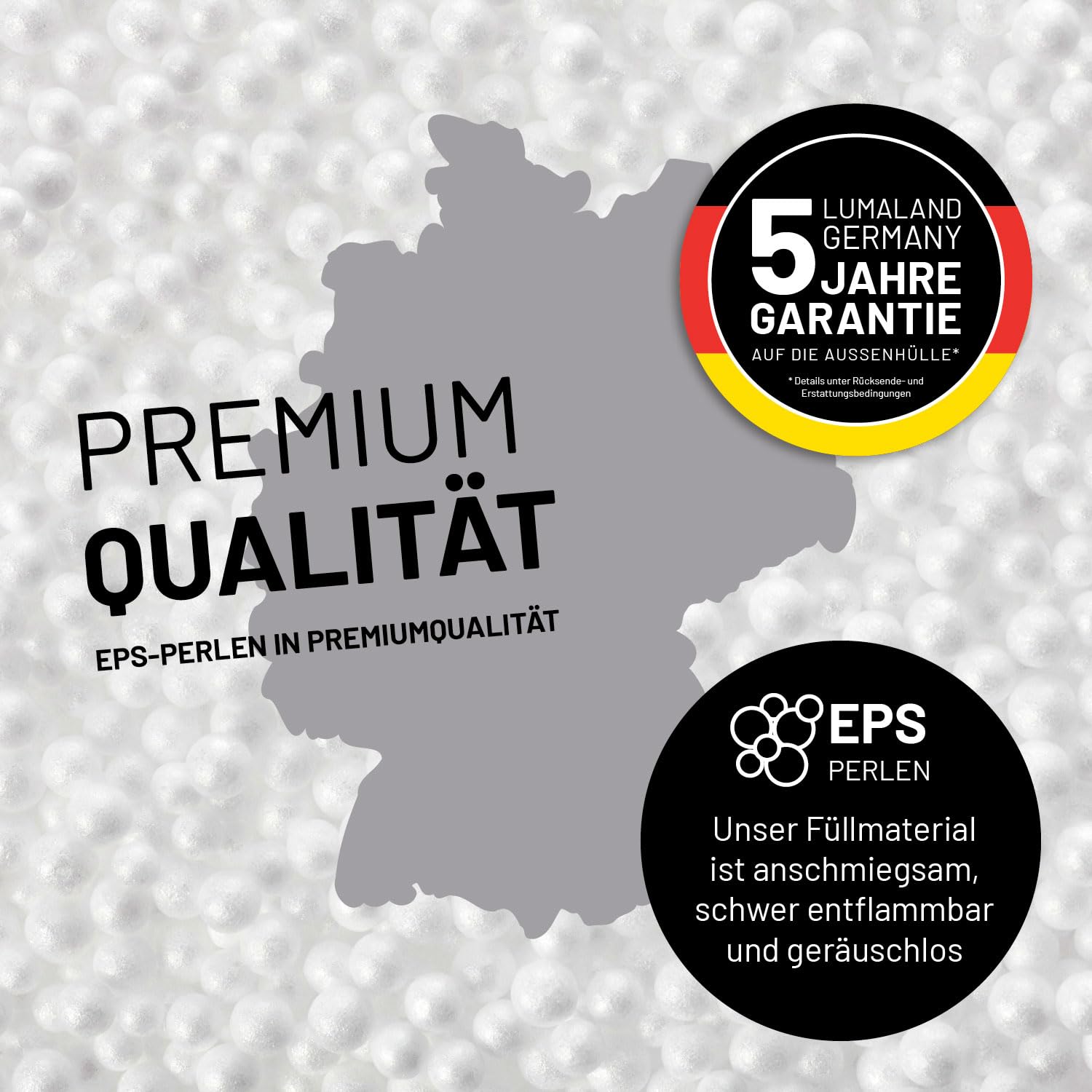 Lumaland Sitzsack Pouf aus Cord | Kompakter 50L Gaming Pouf mit 3-in-1-Funktion: bequemer Hocker, praktisches Tischchen & stylischer Indoor Fußschemel | Ø 25 x 45 cm [Grau]