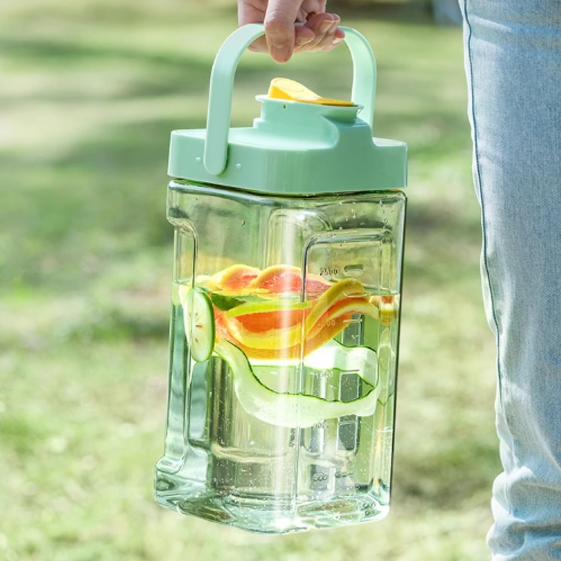 Jarra con tapa de 3500 ml, jarra de agua con espita: ahorra espacio, a prueba de fugas, para frigorífico, hogar y camping, verde