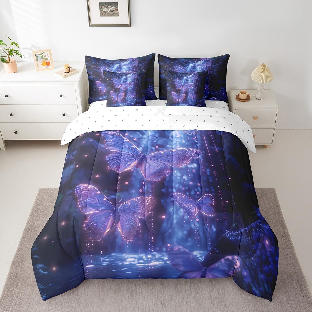 Feelyou Cute Capybara Bed in a Bag with Comforter, Sheets, Pillowcases & Cushion Cover Kawaii Capybara 7 Pieces Bedding Set Set Cartoon Animal Full Comforter Set with Sheets Orange Fruit Bed Set