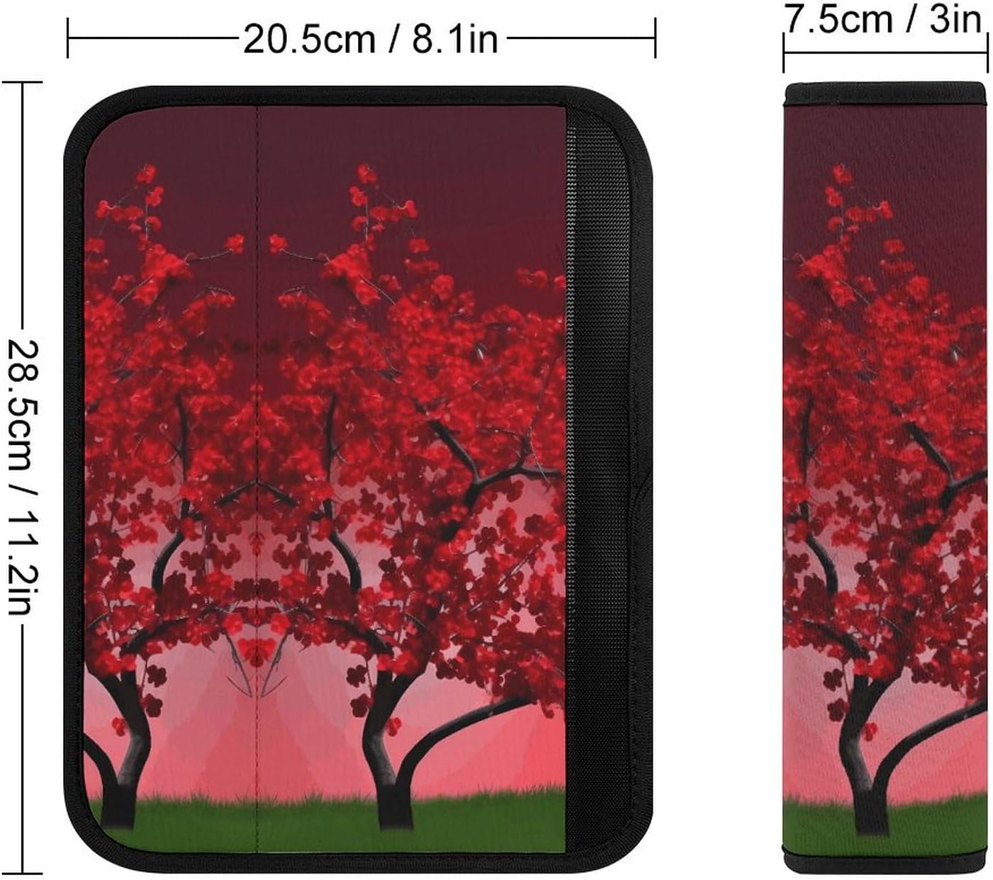 2 PCS Super Soft Car Seat Belt Pad, Cute Red Cherry Blossom Printed Waterproof Sweat-Absorbing Seat Belt Covers Backpack Shoulder Pad for All Car Seats Baby Strollers