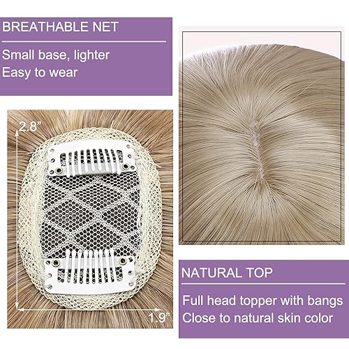 Miniatura 3 de Hairro Clip en la parte superior con flequillo para mujer, pelo sintético, lacio, corto y fino, clip en tupé pequeño con flecos de aire Wispy de 9