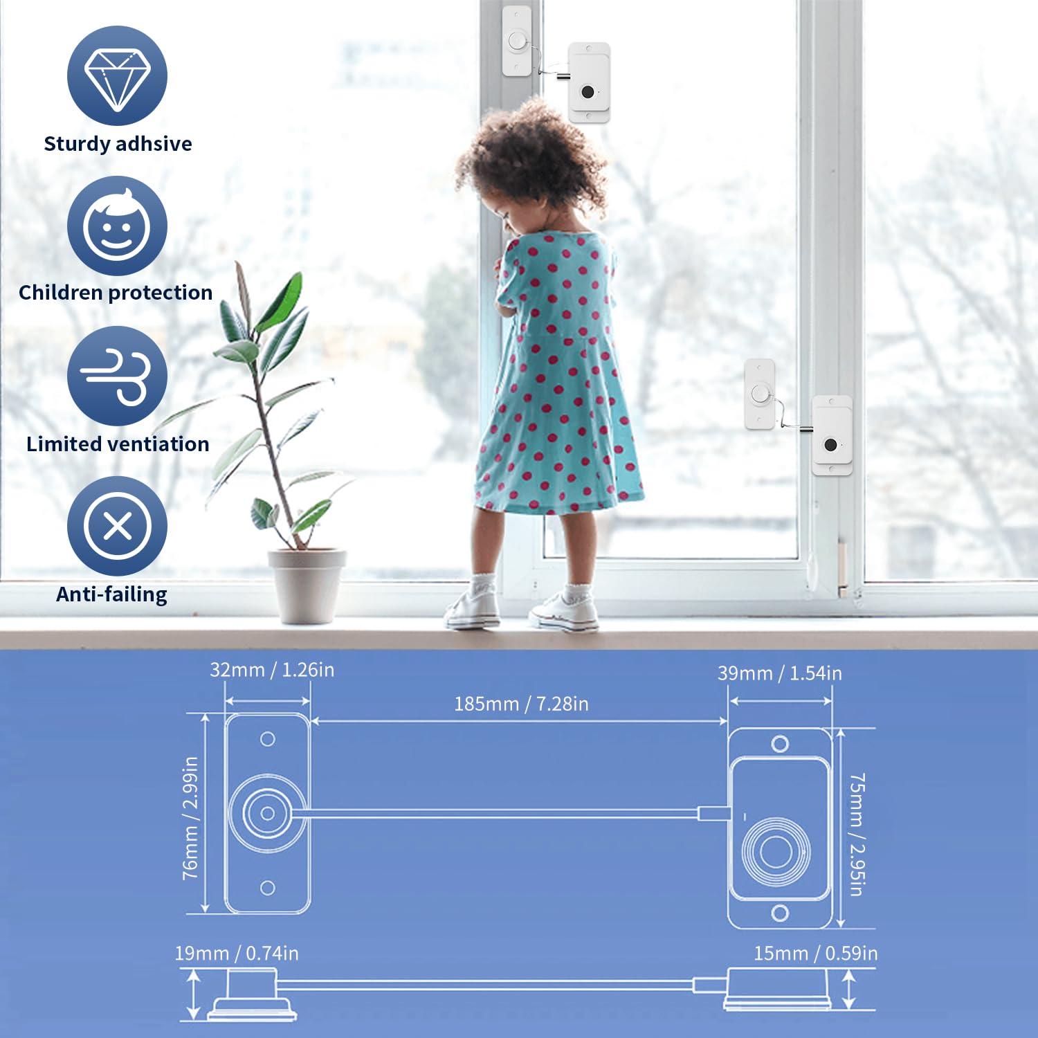 Sécurité Enfant Placard Avec Empreintes Digitales, Cadenas Frigo pour Enfants, Limiteur d'ouverture de Fenêtre, Bloque Tiroir Securite Enfant, Pour Sécurité Domestique et des Bureaux (Blanc)
