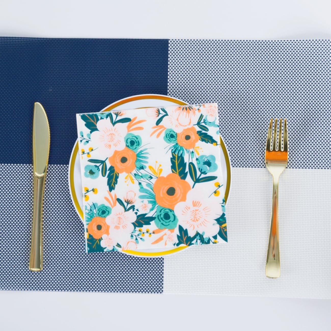 60 Pcs Serviettes De Bleu Doux à Motif Chinois Jetables