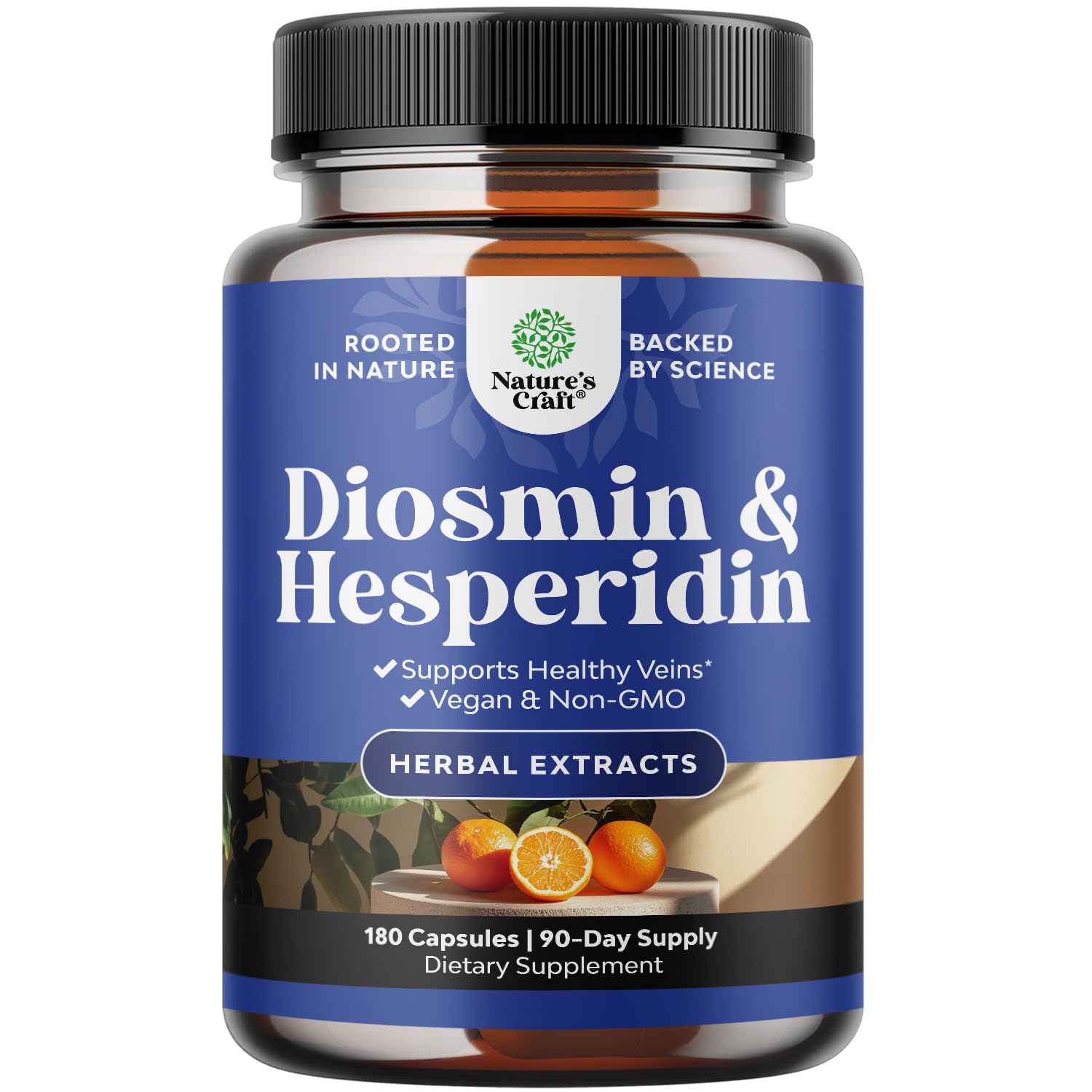 Diosmin Hesperidin 1000mg Complex for Circulation - Hesperidin & Diosmin Complex 1000mg from Bitter Orange for Vein Support - ISO 17025 Lab Tested - Vegan Non-GMO & Gluten Free 180 Count (Pack of 1)