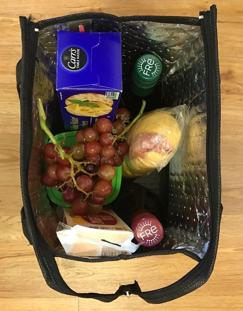 Thermo Tote Insulated Lunch Bag Wine Cooler Tote Reusable Tall Water Bottle Carrier for Adults Men Women (Pack of 2 for Price of 1) … (Pack of 2 - Black & Black - ST3091)