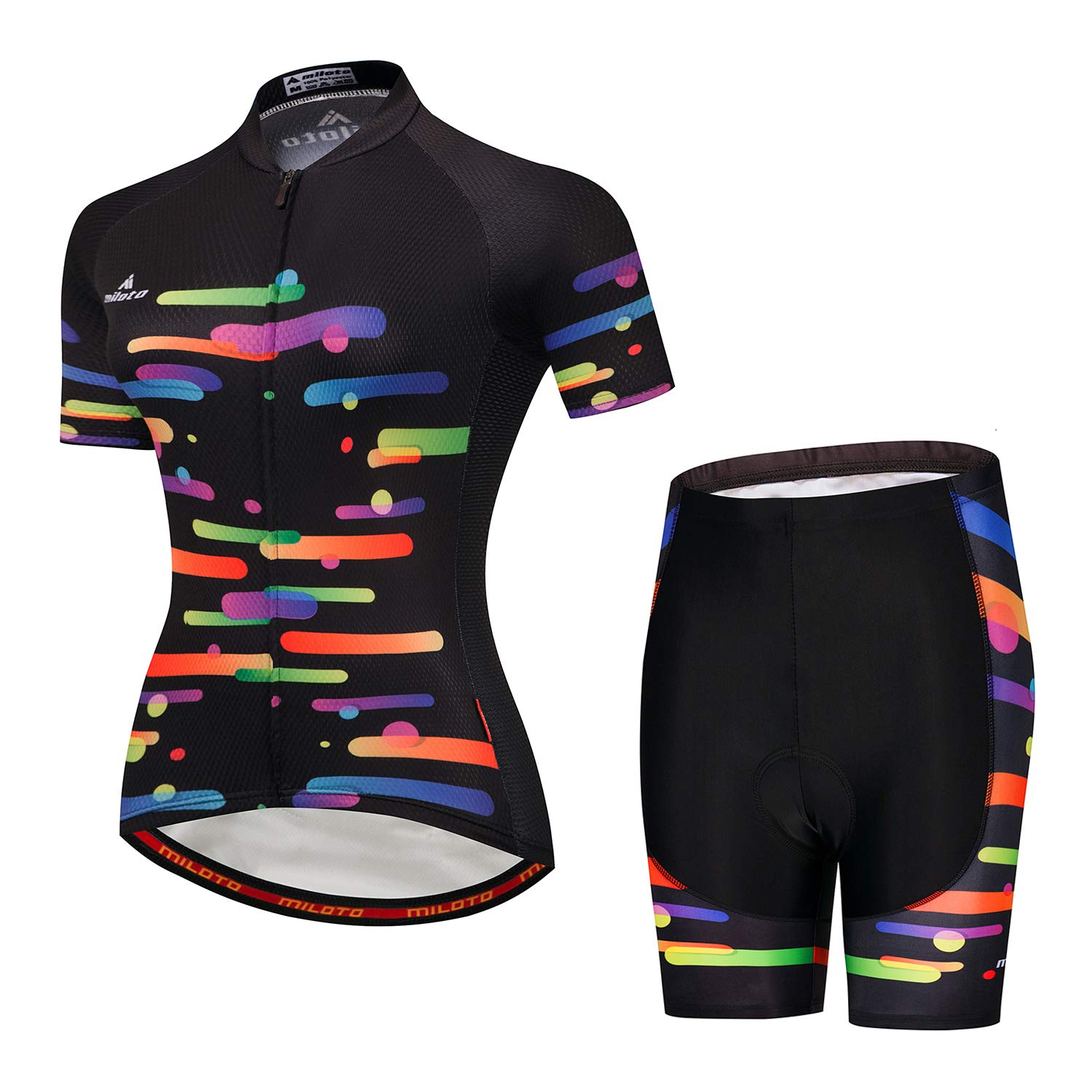 MILOTO Women's Cycling Jersey Reflective Shirt Padded Shorts Set