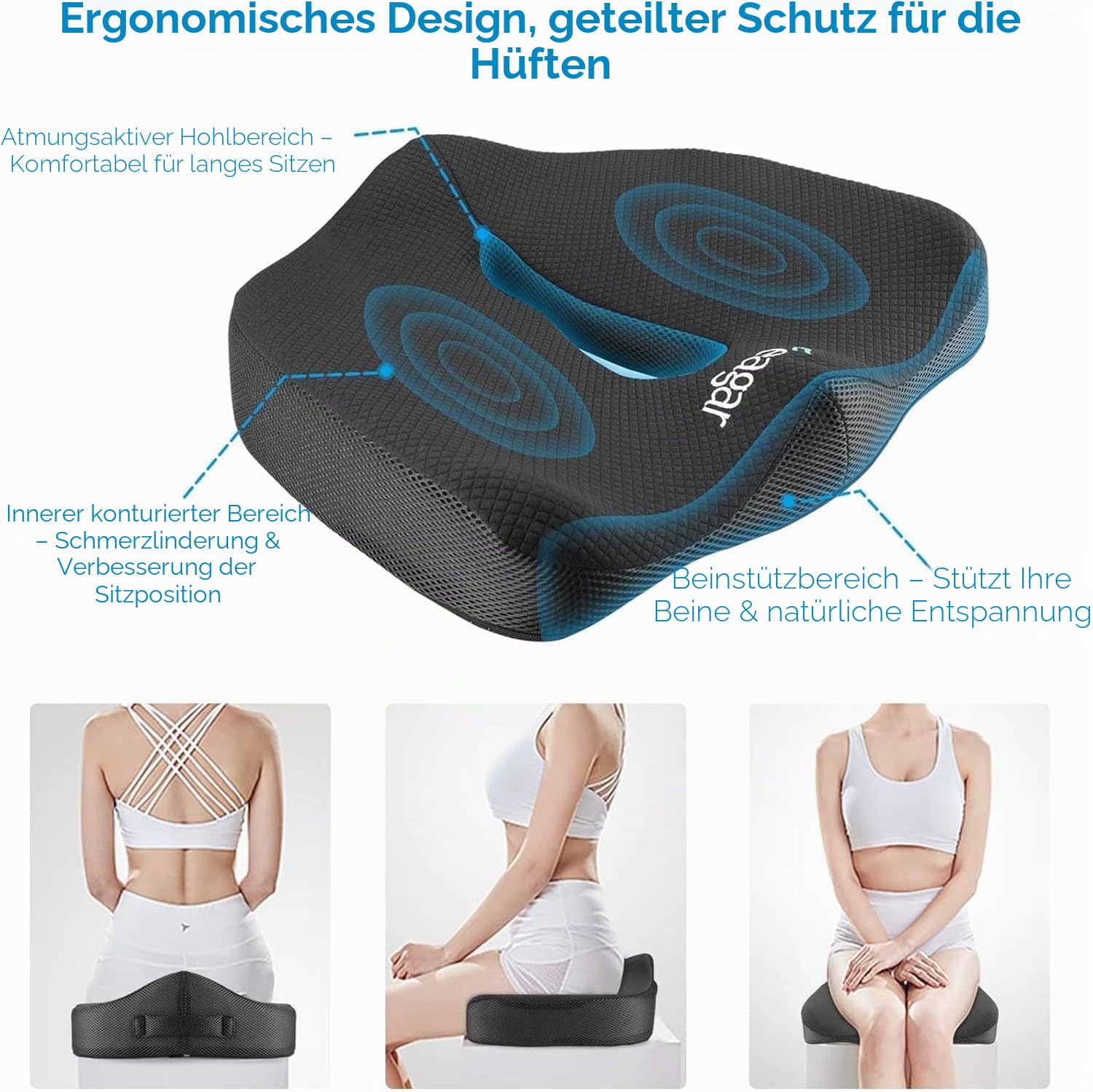 Feagar Orthopädisches Memory Foam Sitzkissen Für Bürostuhl & Autositz