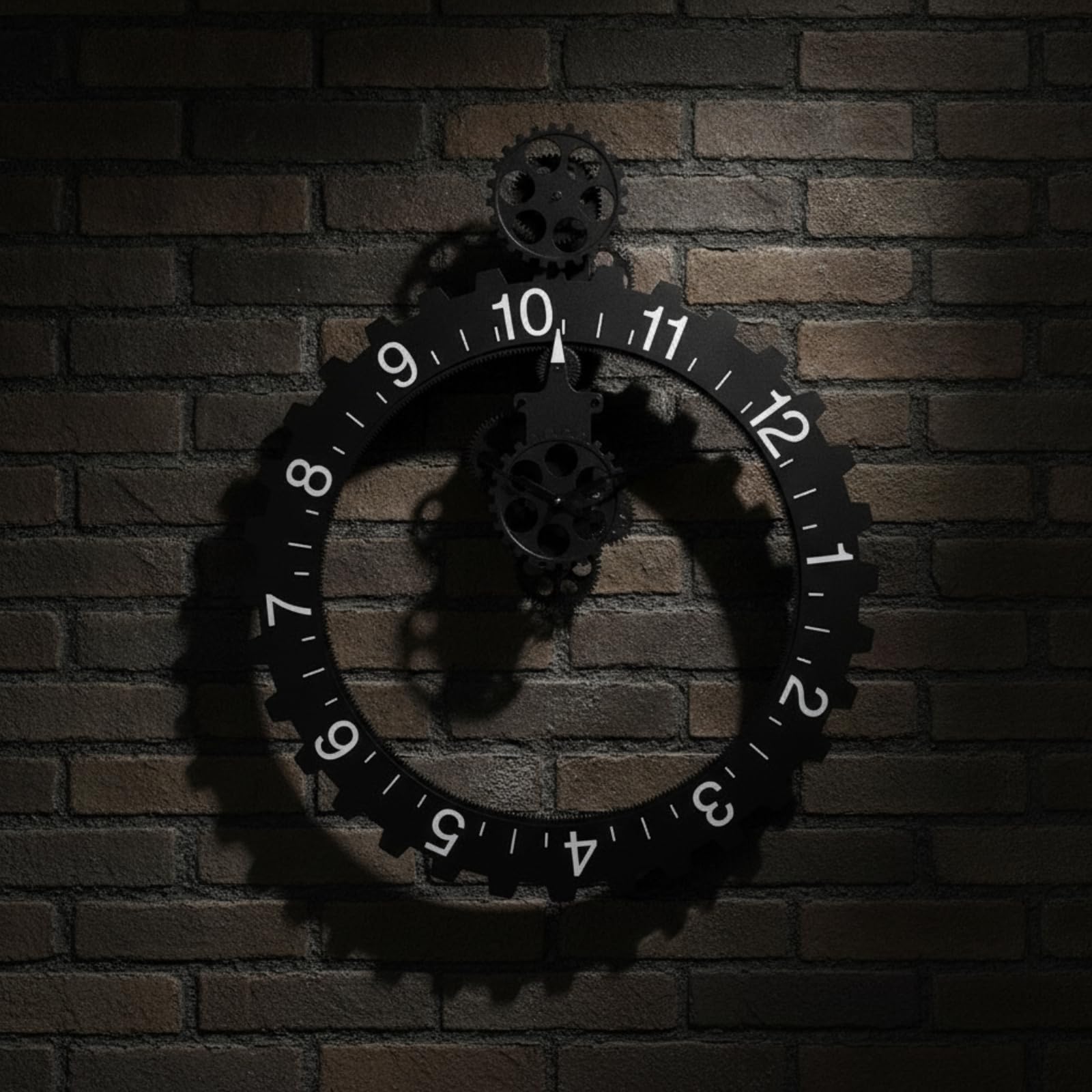 Orologio con Ingranaggi Retro | Quadrante Nero e Bianco, Orologio da Parete Industriale, Grande, per Soggiorno, Caffè