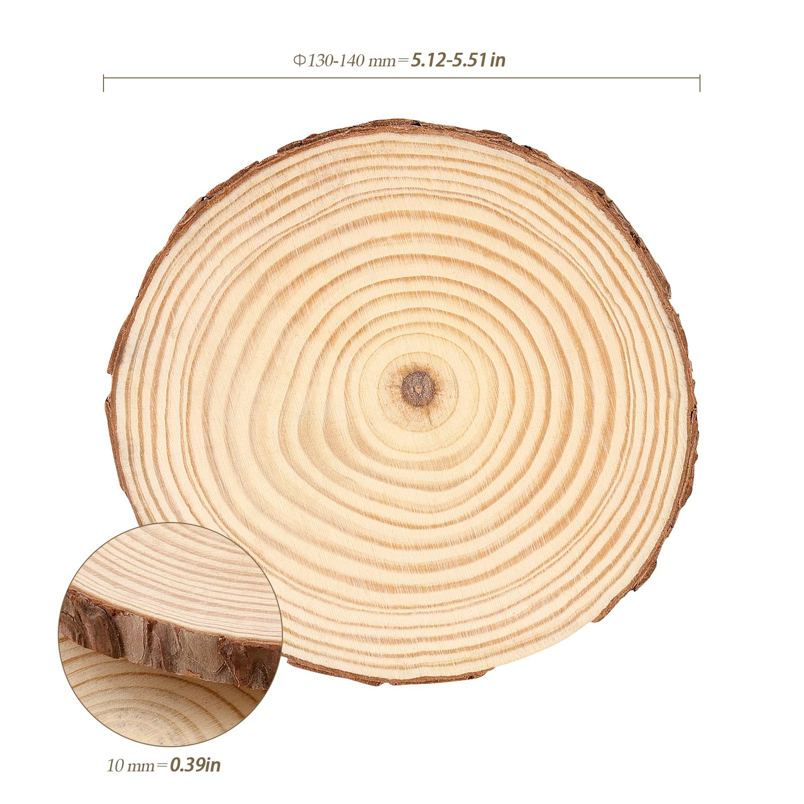 HEIHAK 30 PCS 13-14cm Pine Wood Slices, Natural Round Wood Circles - Image 2
