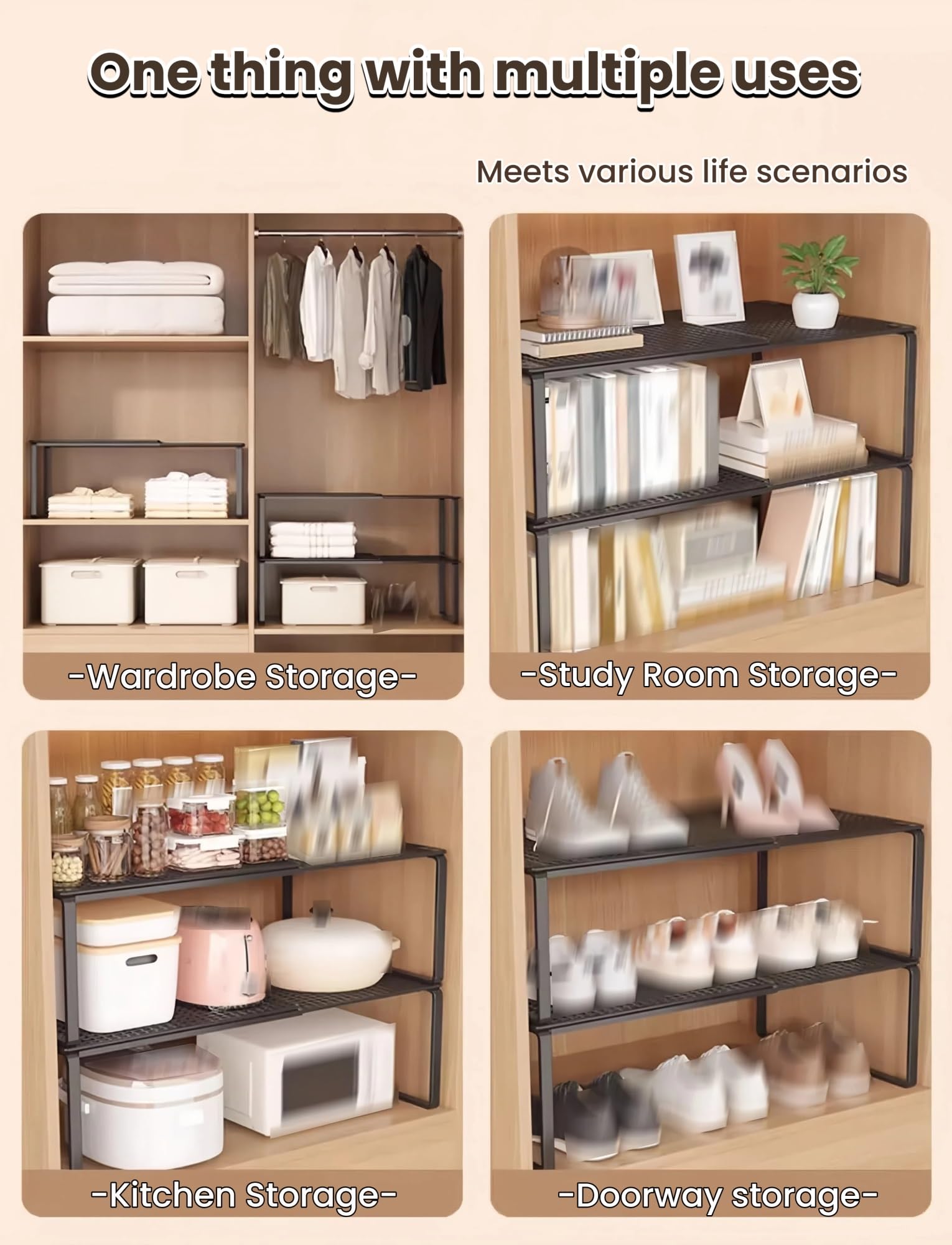 Mensola separatrice espandibile regolabile, versatile, per armadio, spogliatoio, scarpe, ufficio, cucina e bagno (latte, L, 35 x 31 cm)