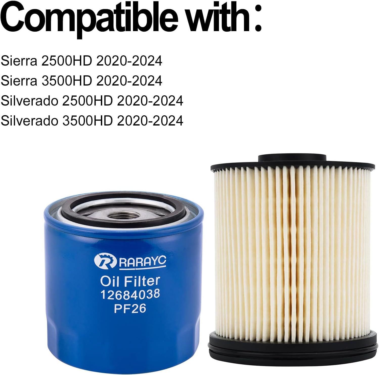 6.6L Duramax Filter Set PF26 Oil Filter & TP1015 Fuel Filter Compatible with 2020-2024 Chevy Silverado/GMC Sierra2500HD 3500HD | OE Replacement (Part# PF26, TP1015)