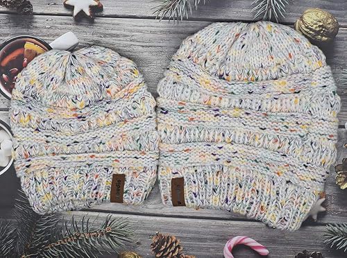 Miniatura 3 de Juego de 2 gorros de punto de ganchillo para padres e hijos, para madre e hija, hijo, para invierno, para niños y niñas