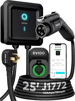 EVIQO Level 2 EV Charger J1772 40A NEMA 14-50 - 240V Wall Charging Station
