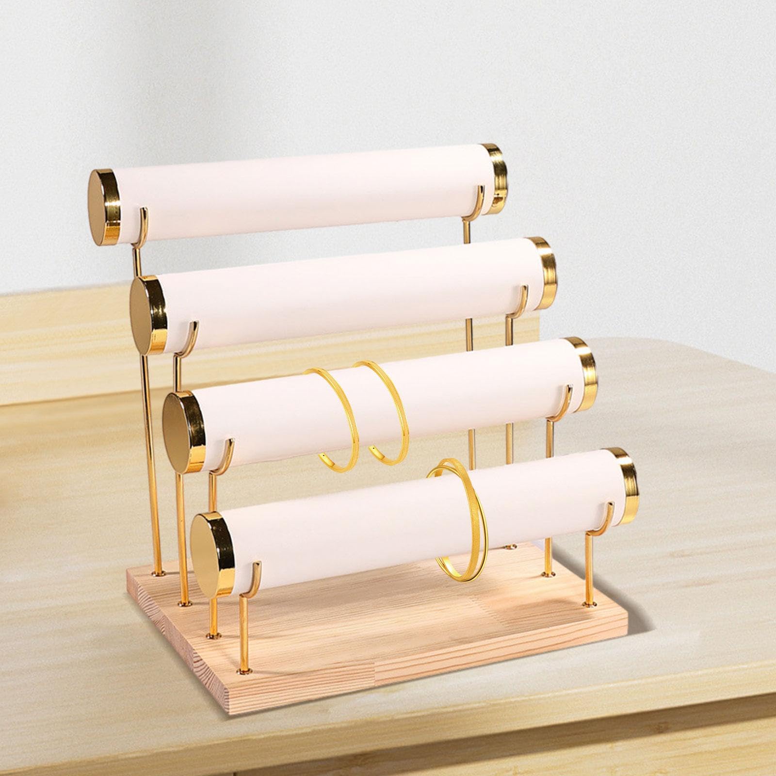 Porta Bracciali Stand Organizer Gioielli Portaorologi Espositore in Pelle con Design Barre Rimovibili Adatto per Esposizione Vetrina Negozio