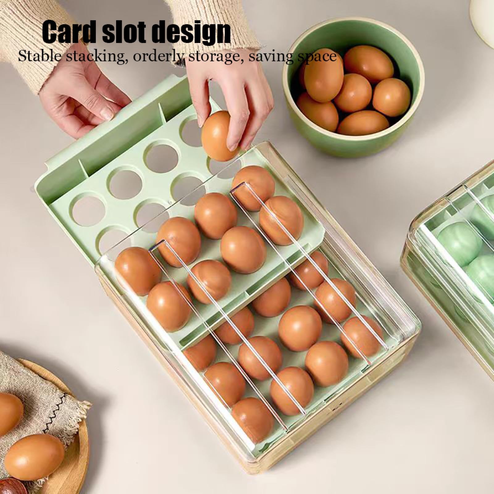 Caja de Almacenamiento de Huevos de Doble Capa,Soporte para Huevos para refrigerador,Almacenamiento de Huevos para encimera,Organizador de Huevos,Dispensador de Huevos para refrigerador