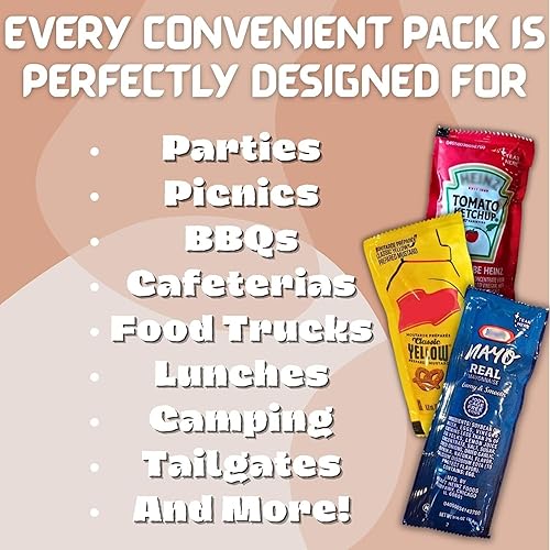 Miniatura 4 de Set de regalo 50 paquetes de salsa de tomate, 50 mostaza y 50 paquetes de mayo, 150 paquetes de condimentos en total con clip CMC Products y