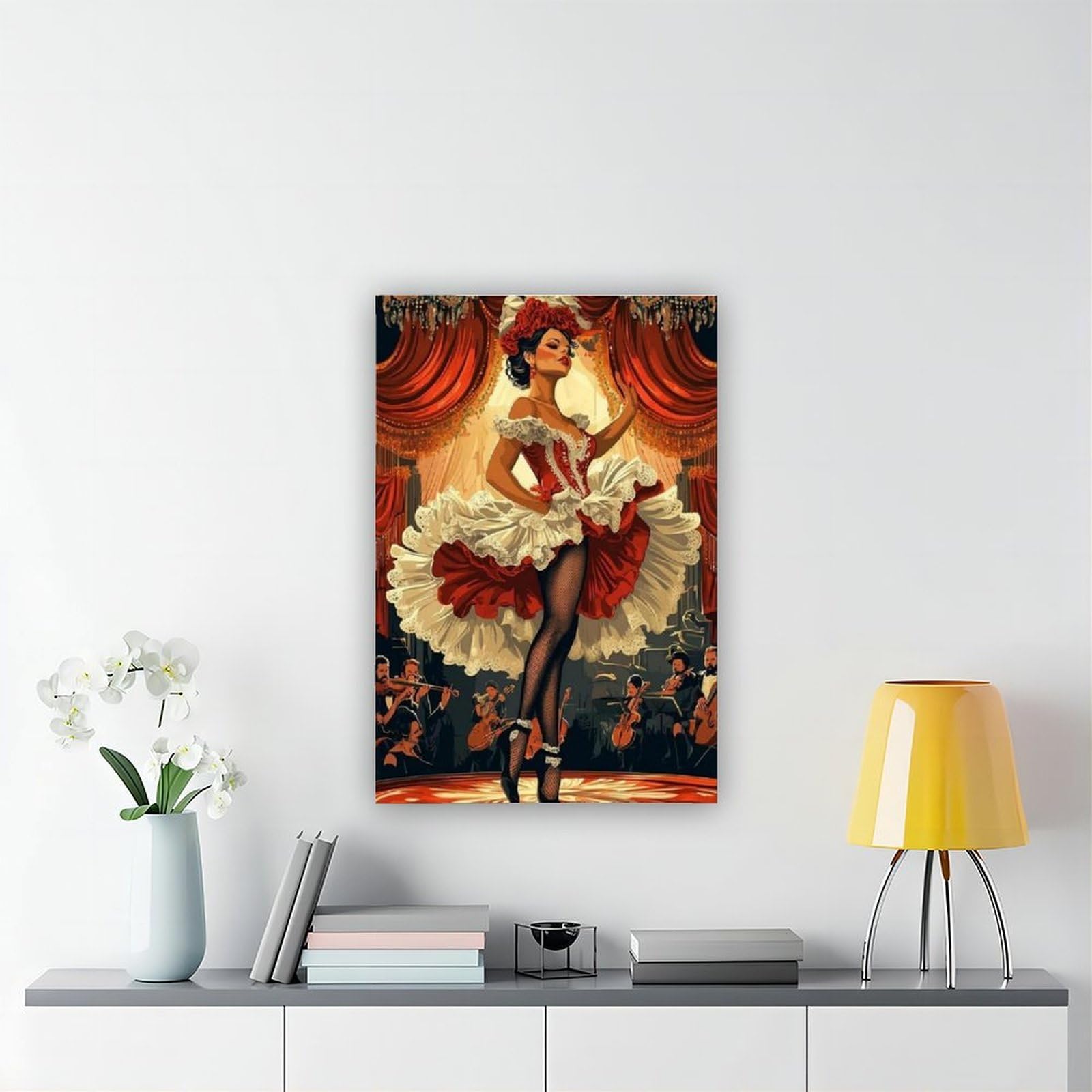 Poster su tela con illustrazione di cabaret parigino, danza cancanese francese, decorazione per camera da letto, ufficio, camera da letto, regalo, 60 x 90 cm
