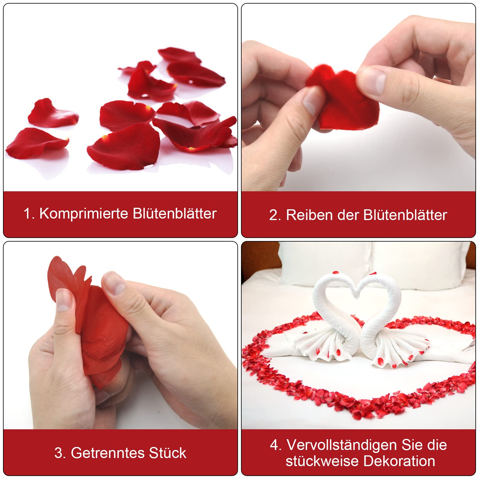 Rsstarxi 30 Stück Rote Rosenblüten-Kuchendekoration – DIY-Set Für Hochzeit, Geburtstag, Valentinstag (nicht Essbar)