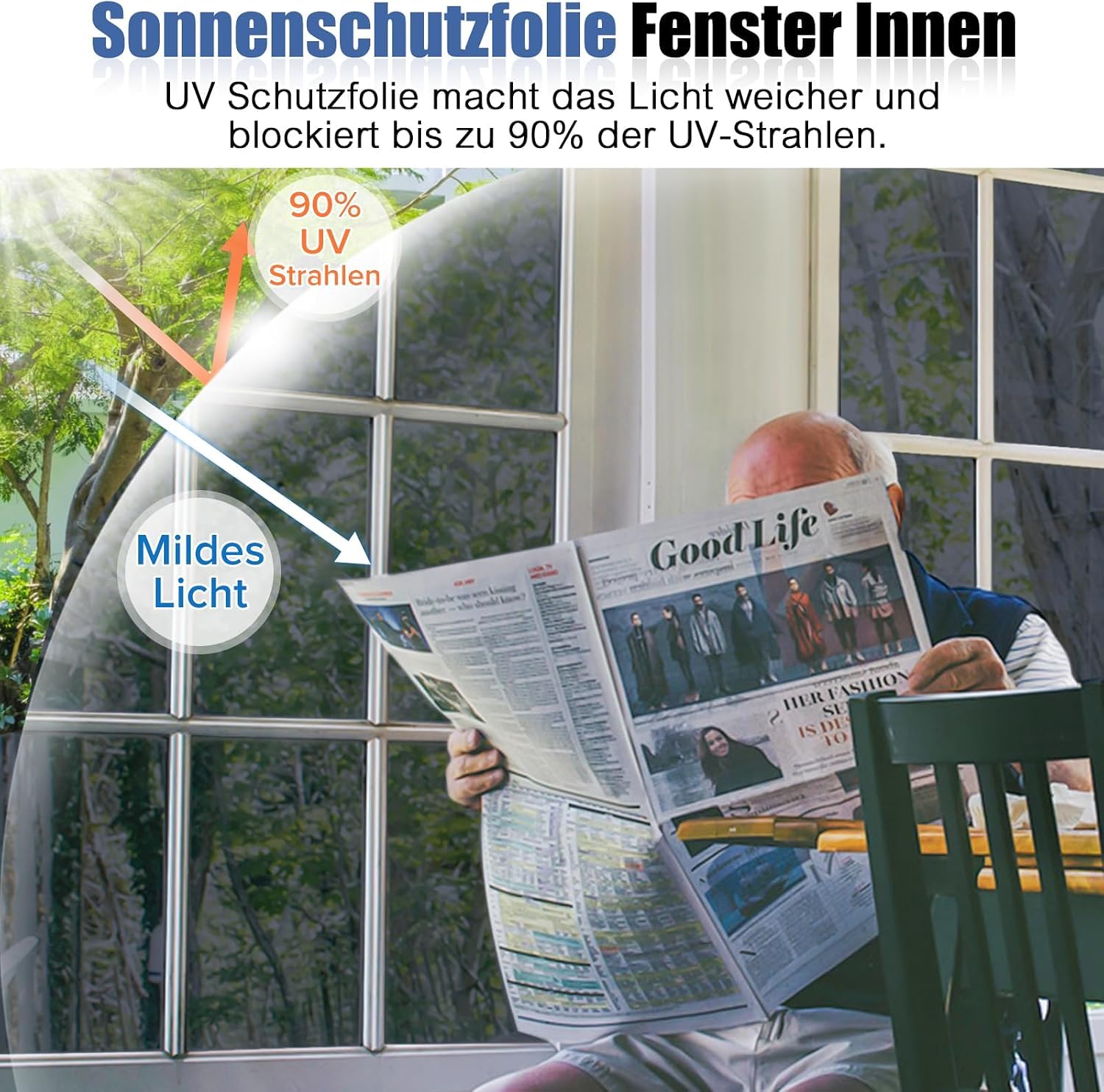 Lámina protectora para espejo para ventana, protección contra el calor, 40 x 200 cm, protección UV, protección contra el calor, autoadhesiva, para ventana interior, lámina para ventanas, opaca por un