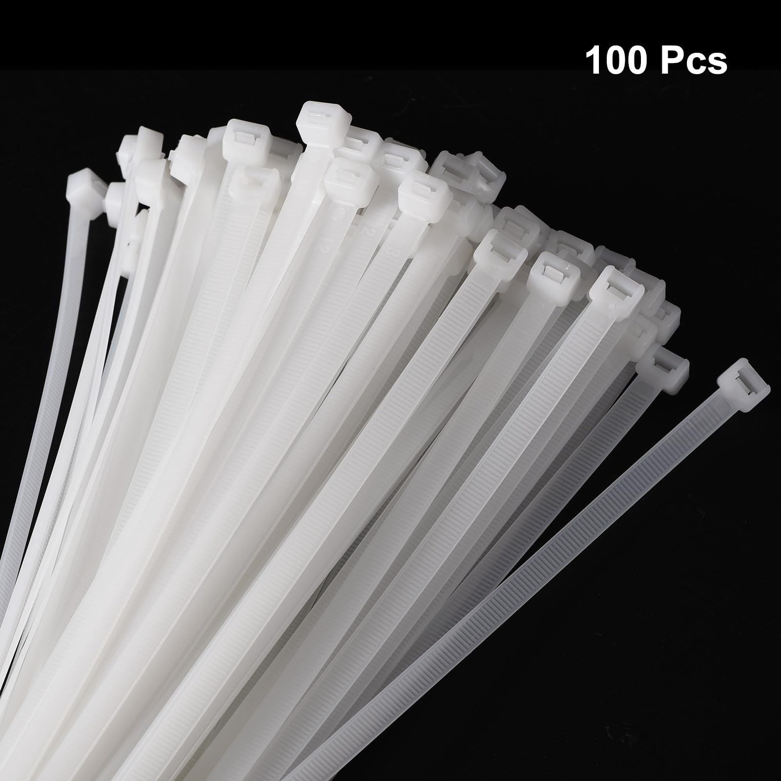 QUARKZMAN 100 Pezzi di Fascette Stringicavo in Nylon Extra Lunghezza 1200mm/47" 176 Lbs 10mm Auto-bloccatonti per Gestione Cavi, Colore Bianco