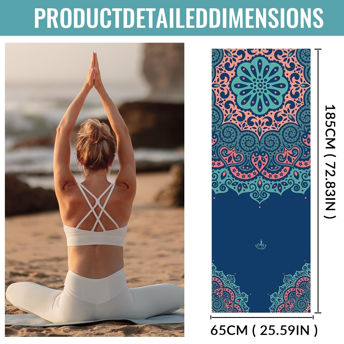 Morbuy Toalla de Yoga Antideslizante Toalla, Esterilla de Yoga para Viajes Plegable Secado para Caliente Yoga Toalla Microfibra Antideslizante