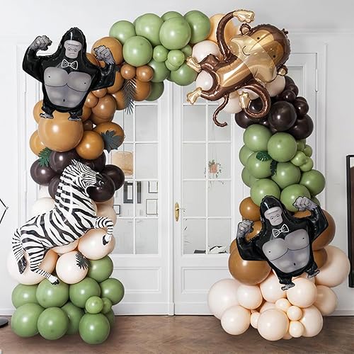 Miniatura 4 de 4 globos de membrana de aluminio de gorila de 27 pulgadas, globos inflables grandes para baby shower, parque safari, cumpleaños temático de selva,