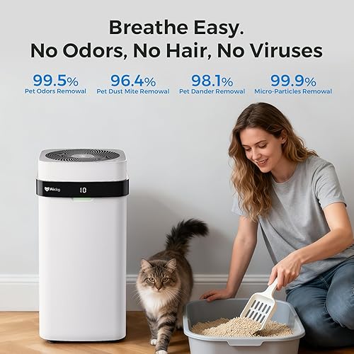 Miniatura 2 de Airdog Purificador de aire para el hogar y mascotas, filtros de aire que cubren hasta 1614 pies cuadrados, filtro de tecnología TPA con pantalla de