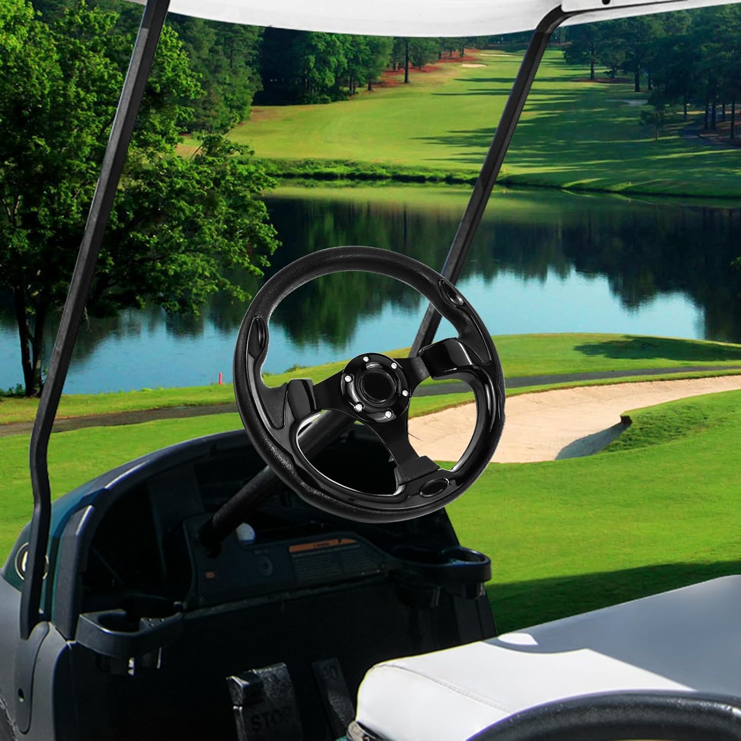 Golf Cart Steering Wheel, Skid Steering Wheel, Universal Golf Cart for Club Car EZGO RXV and TXT, Yamaha, Precedent Tempo, DS - Image 6