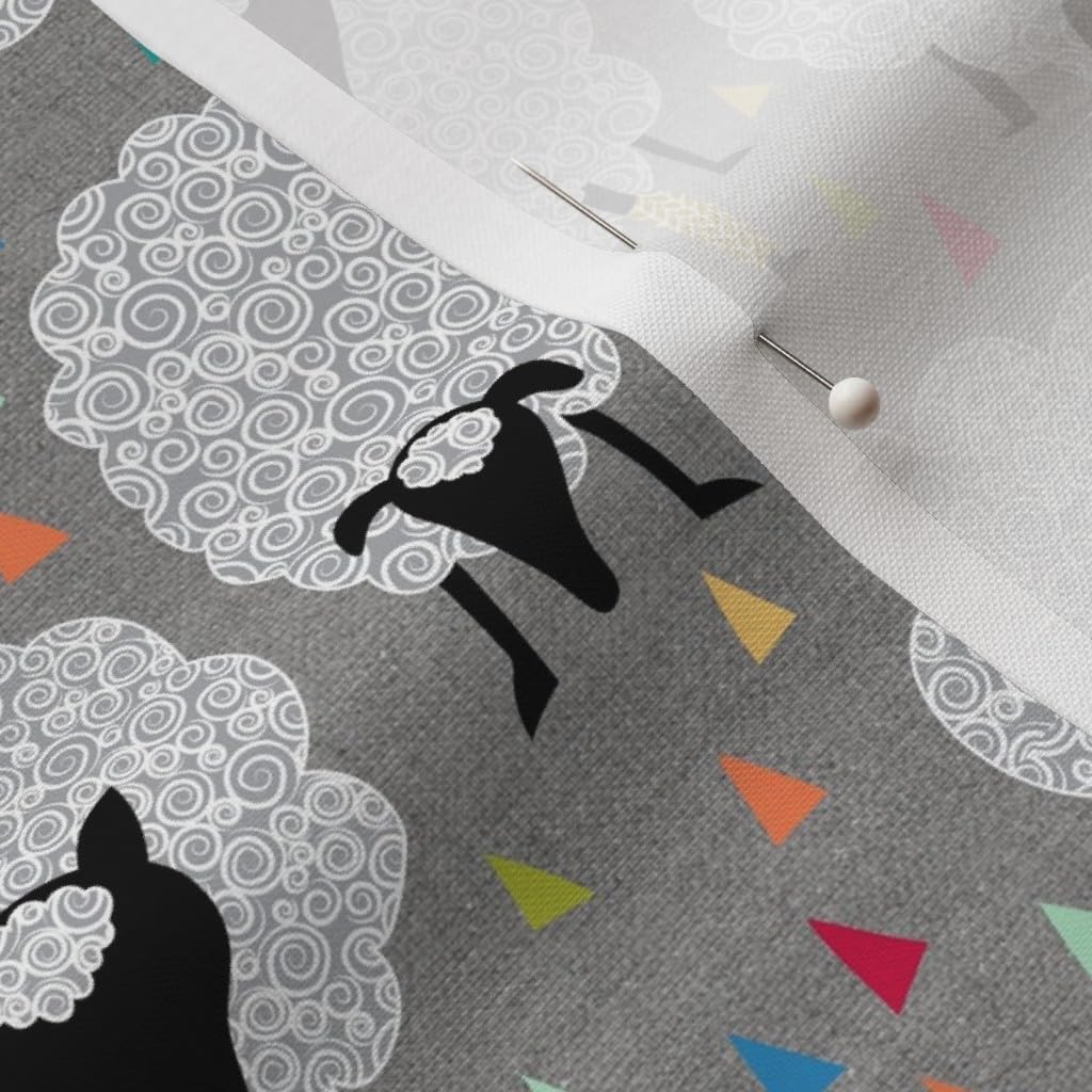 Spoonflower Fabric - Sheep Knitting Nursery Animal Triangles Woodland Printed on Petal Signature Cotton Fabric by The Yard - Sewing Quilting Apparel Crafts Decor