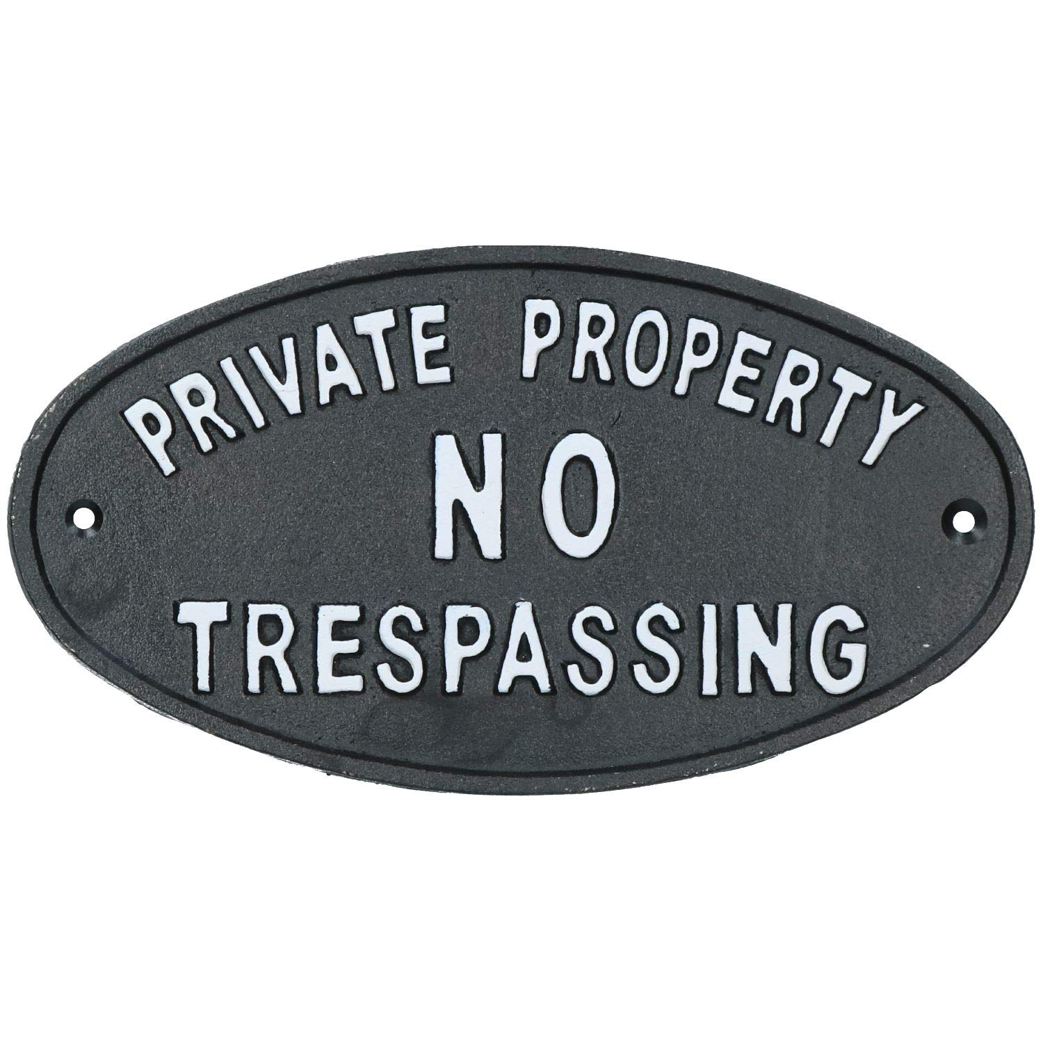 AB Tools Private Property No Trespassing Cast Iron Sign Plaque Door Wall House Gate Post