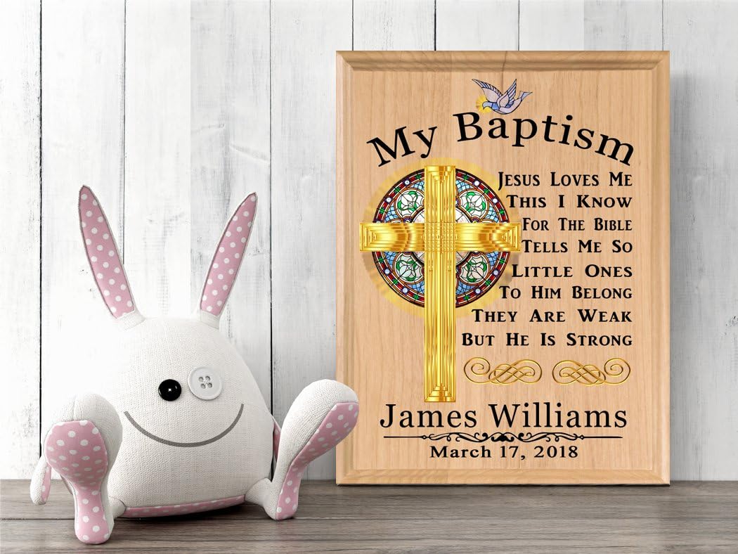 Baptism Gift Plaque Personalized Name and Date Christening Keepsake - For Boys or Girls MADE in USA (My Baptism)