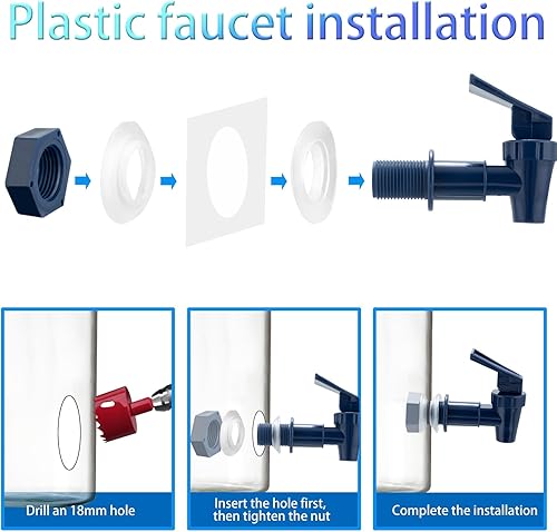 Miniatura 5 de Hgzaccompany Grifo refrigerador de repuesto para botella de agua, juego de grifo dispensador de agua, boquilla de plástico sin BPA, válvula