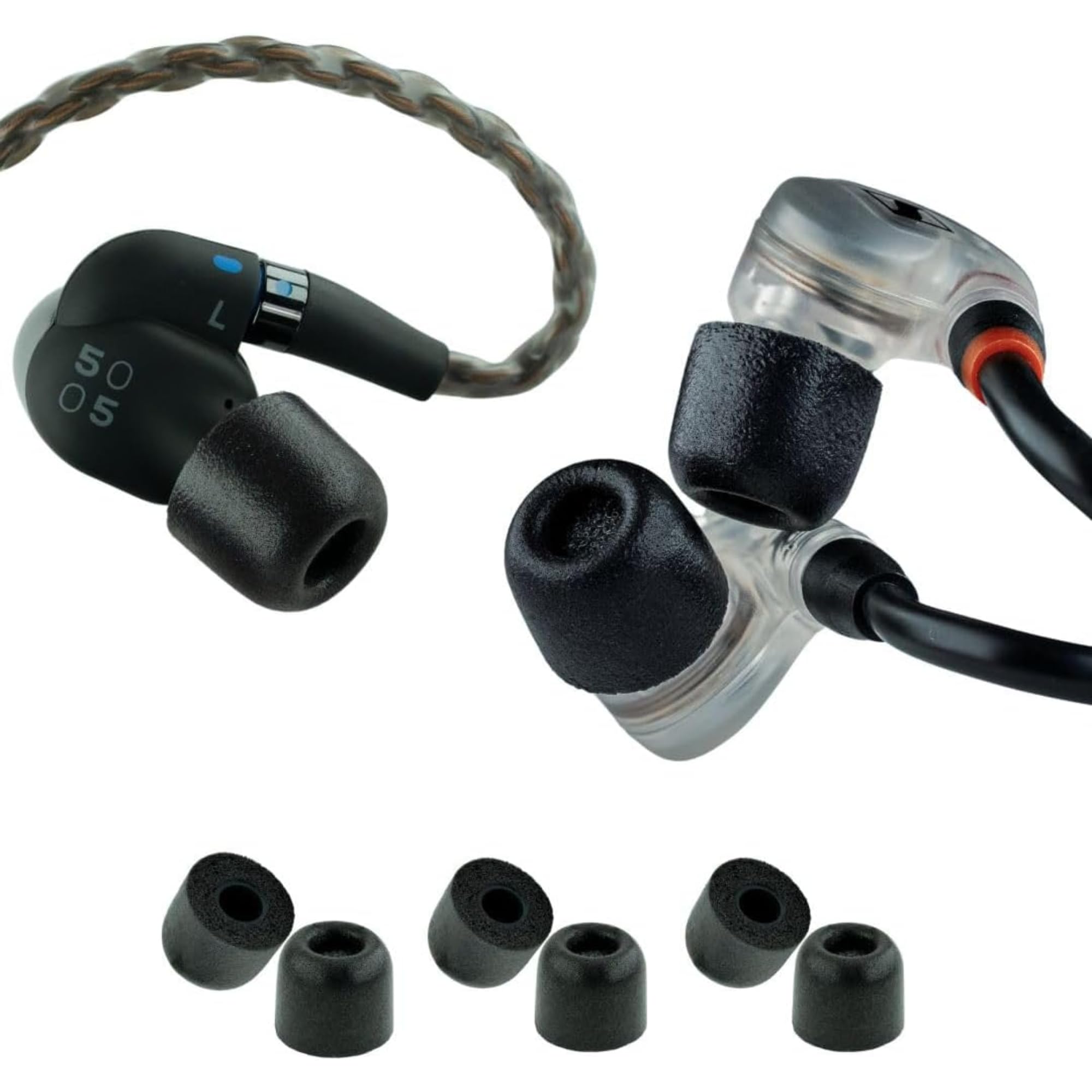 Comply 500 Core Series | Memory Foam Replacement IEM Ear Tips for KZ, Moondrop, FiiO Sennheiser &amp; More | Superior Noise Isolation, Ultimate Comfort, Secure Fit | Black, Large (3 Pairs)