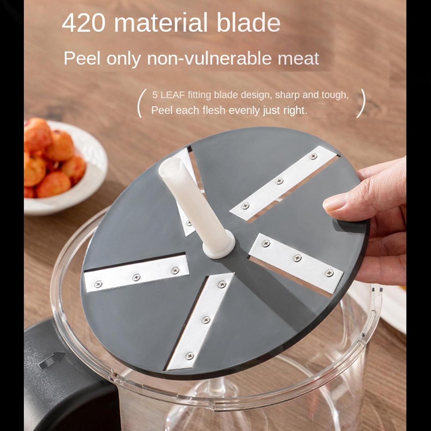 Fast Peel Electric Peeler - Fruit Peeling Machine, Kitchen Prep Automatic Tool with Rechargeable Power, Home Gadget with Compact Size, Cooking Appliance Easy Clean, Tomato Peeling for Daily Meals