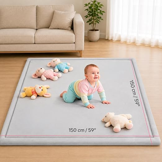 AVEC MAMAN Grand Tapis de Jeu Solide en Mousse à Mémoire de Forme