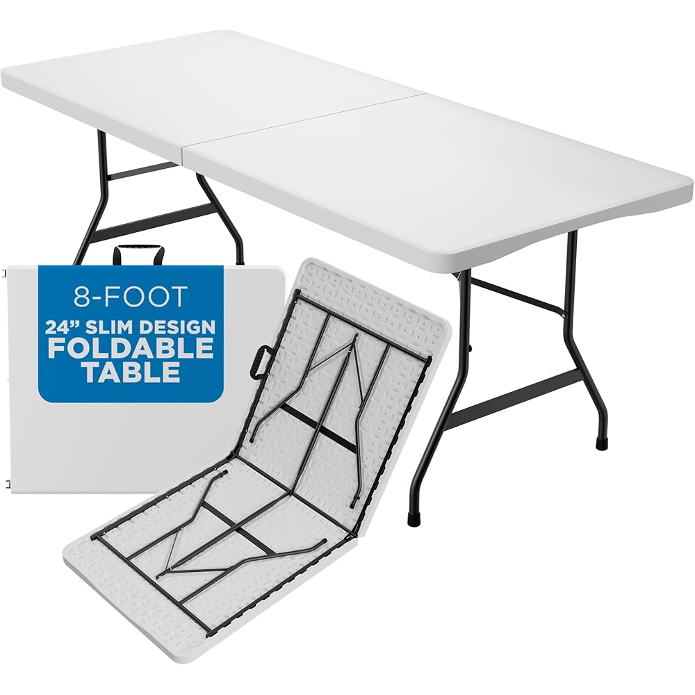 17/mo Finance Sorfey Narrow Folding Table 8 Foot X 24inch, White