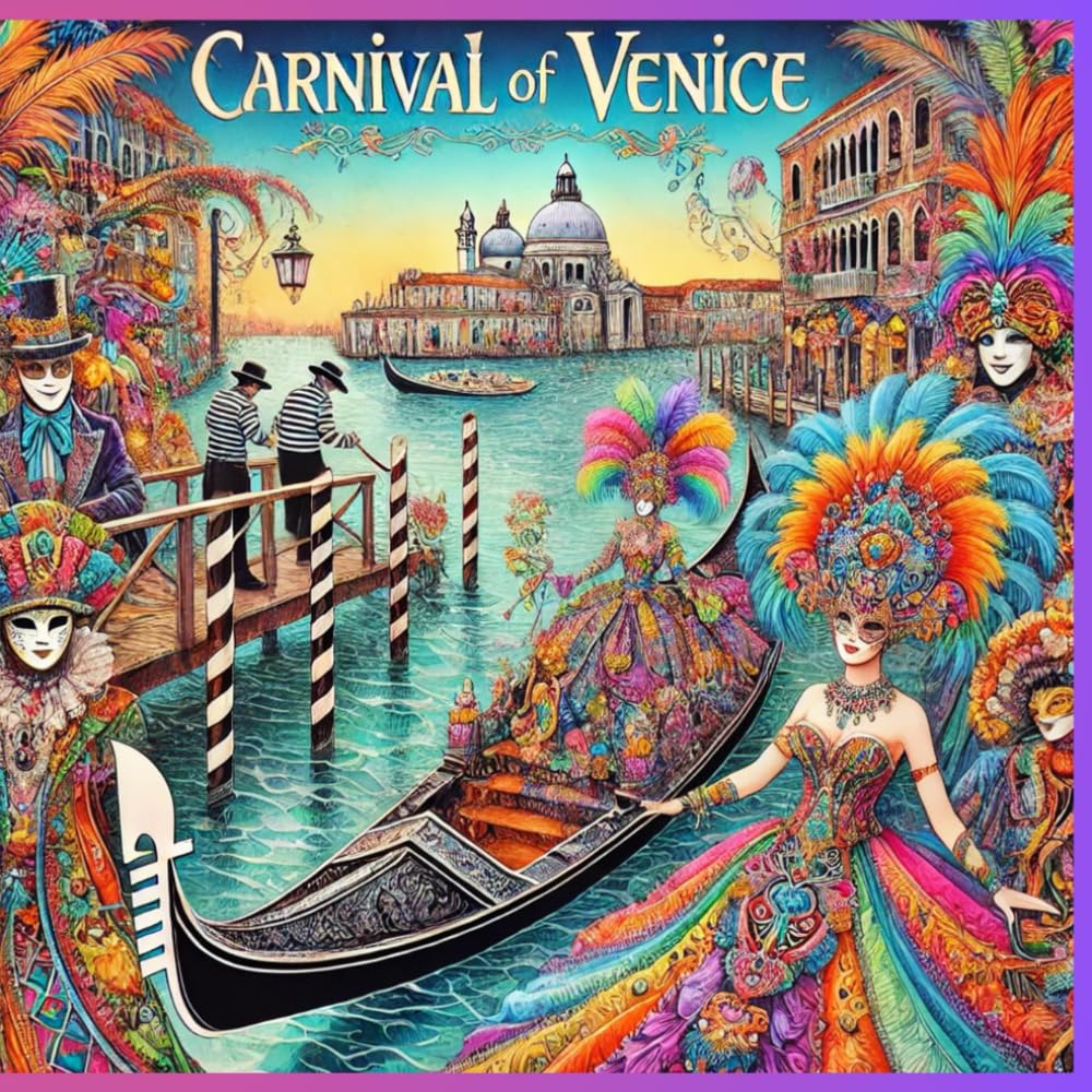 CARNIVAL OF VENICE COLORING BOOK: "An Artistic Journey Through the Masks and Mystique of Venice" ("Serenity and Spirit: A Coloring Journey through Hamsa, Bowls, Lanterns, Mandalas, and More")