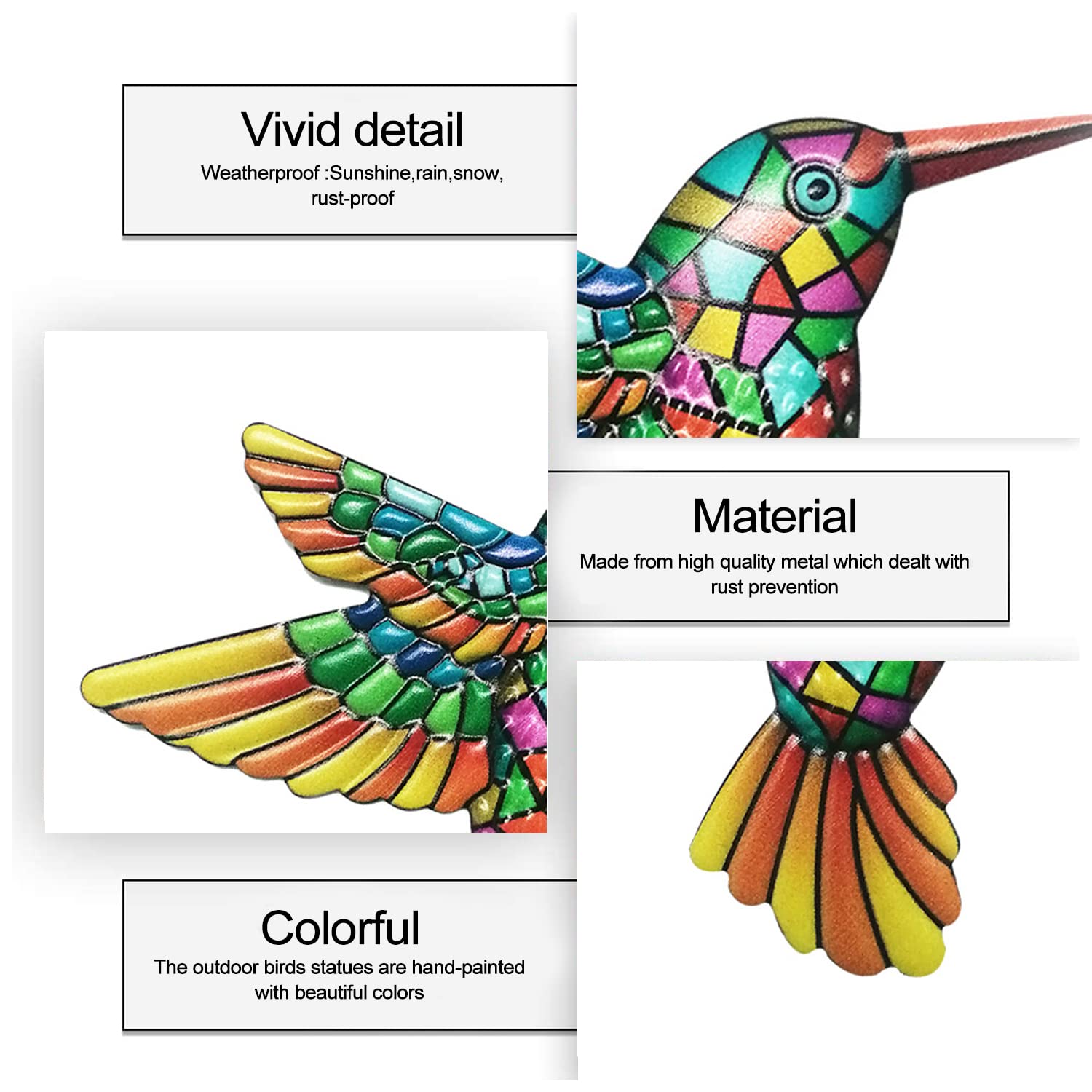 YEJAHY Decorazione artistica da parete in metallo colibrì – ferro battuto metallo uccello decorazione da parete – decorazione da parete – per interni ed esterni, giardino, casa, patio, blu