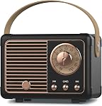PRUNUS J-999 Retro Bluetooth Speaker,Vintage Decor,Mini Wireless Bluetooth Speaker,Cute Old Fashion Style Support USB/TF Card/AUX for Kitchen Desk Bedroom Office Party Outdoor(Black)