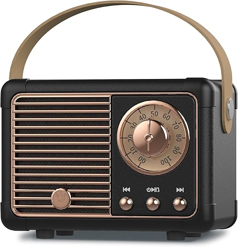 PRUNUS J-999 - Altavoz Bluetooth retro, decoración vintage, mini altavoz inalámbrico Bluetooth, lindo estilo antiguo compatible con tarjeta