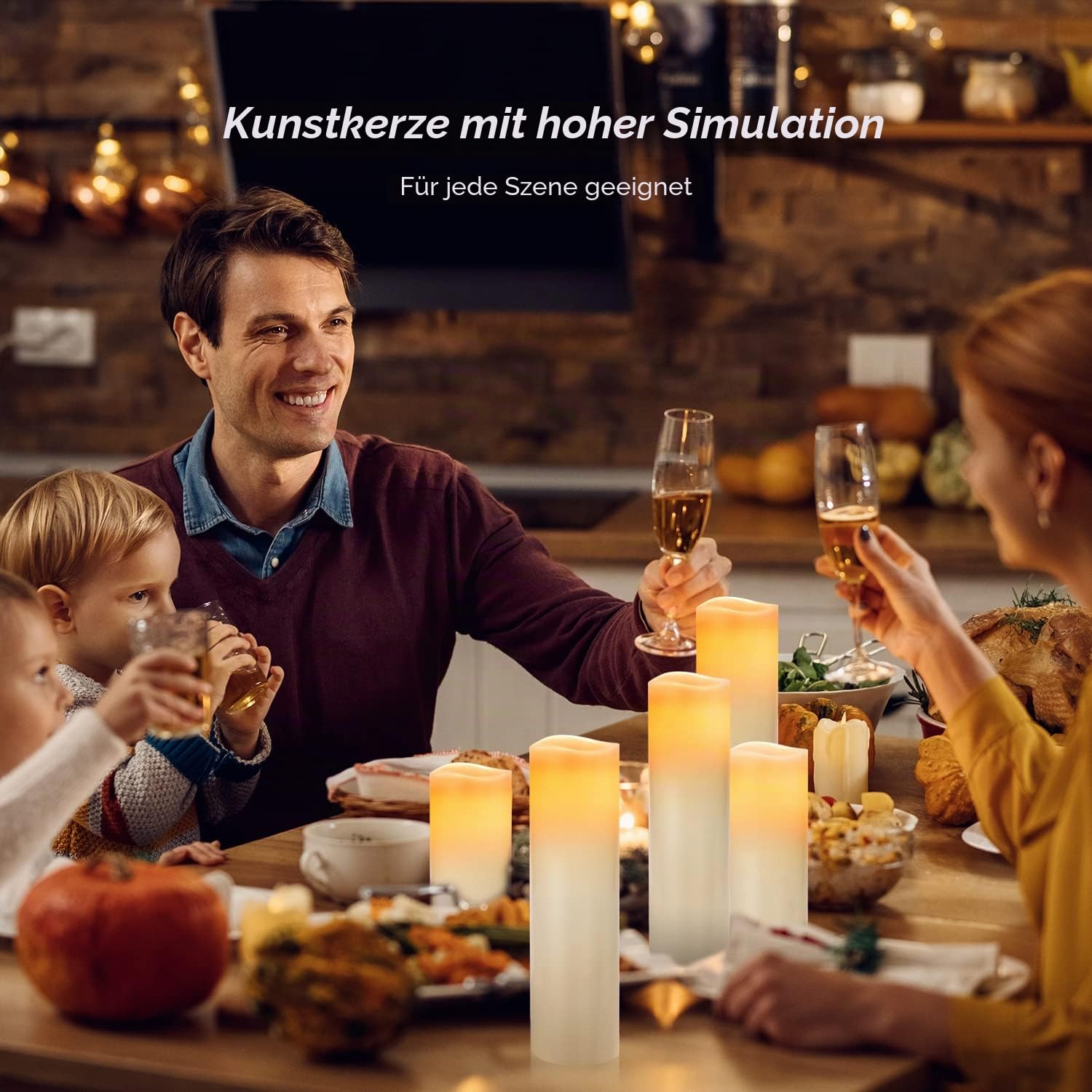 Hausware led kerzen stumpenkerzen mit fernbedienung,kerze Set von 9 Flammenlose Kerzen H 4 "5" 6 "7" 8 "9", für Halloween, Weihnachten, Party, Bar, Hochzeit,Elfenbeinfarbe