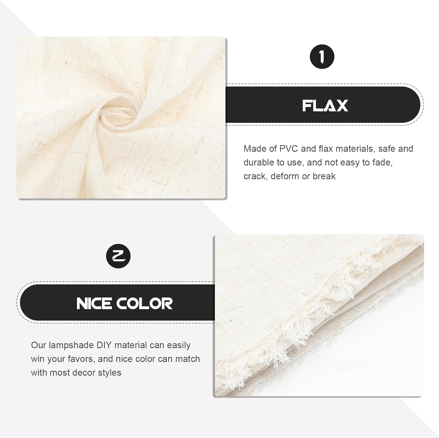 Luxshiny Lampshade Fabric Material Diy Lamp Cover Sheet Pre-Cut Flax Cloth Light Cover Material for Table Lamps and Chandeliers Home Decor
