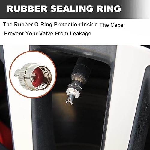 Miniatura 3 de Dsycar Paquete de 12 tapas de válvula de neumático, tapas de vástago de válvula de metal con removedor de núcleo de válvula, sello de goma en el