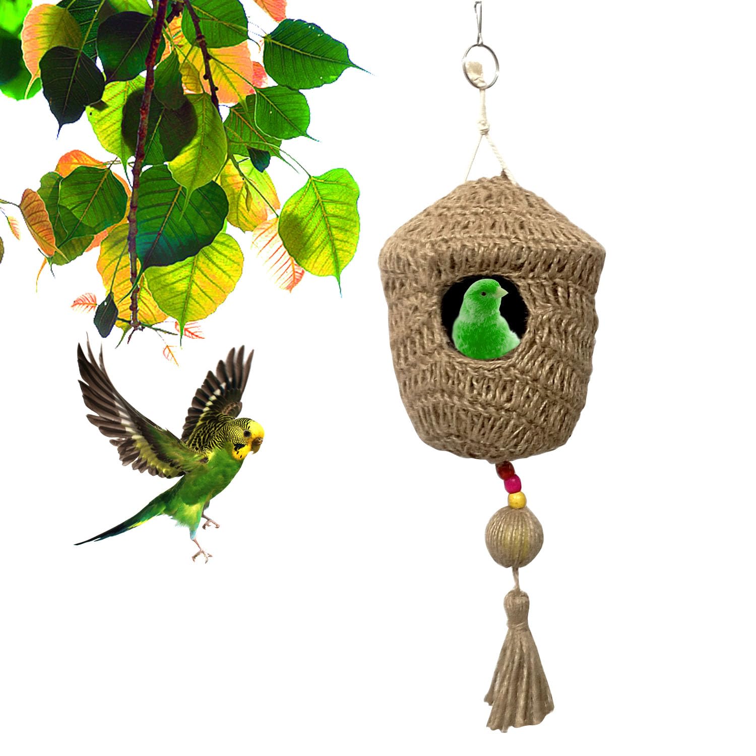 Jainsons Pet Products Bird Nest House, Handcrafted Jute Hanging Nest for Small Birds, Earthenware Construction (Large NEST) (B0D3F234NS) Amazon Price History, Amazon Price Tracker