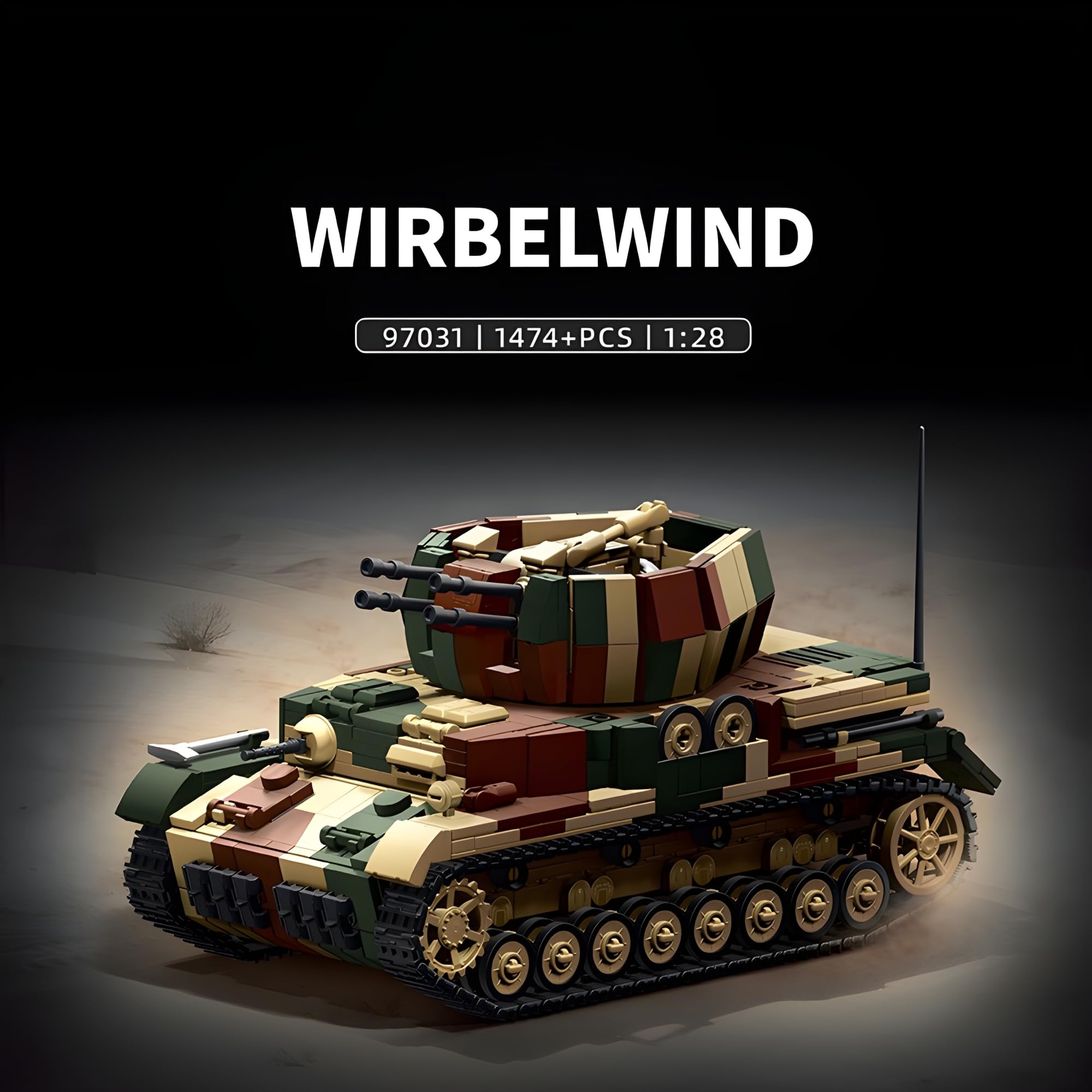 Technik WW2 - Set di mattoncini da costruzione, carro armato IV con 4 minifigure, 1:28 WW2, modello di carro armato, regalo per appassionati militari (1474 + pezzi)