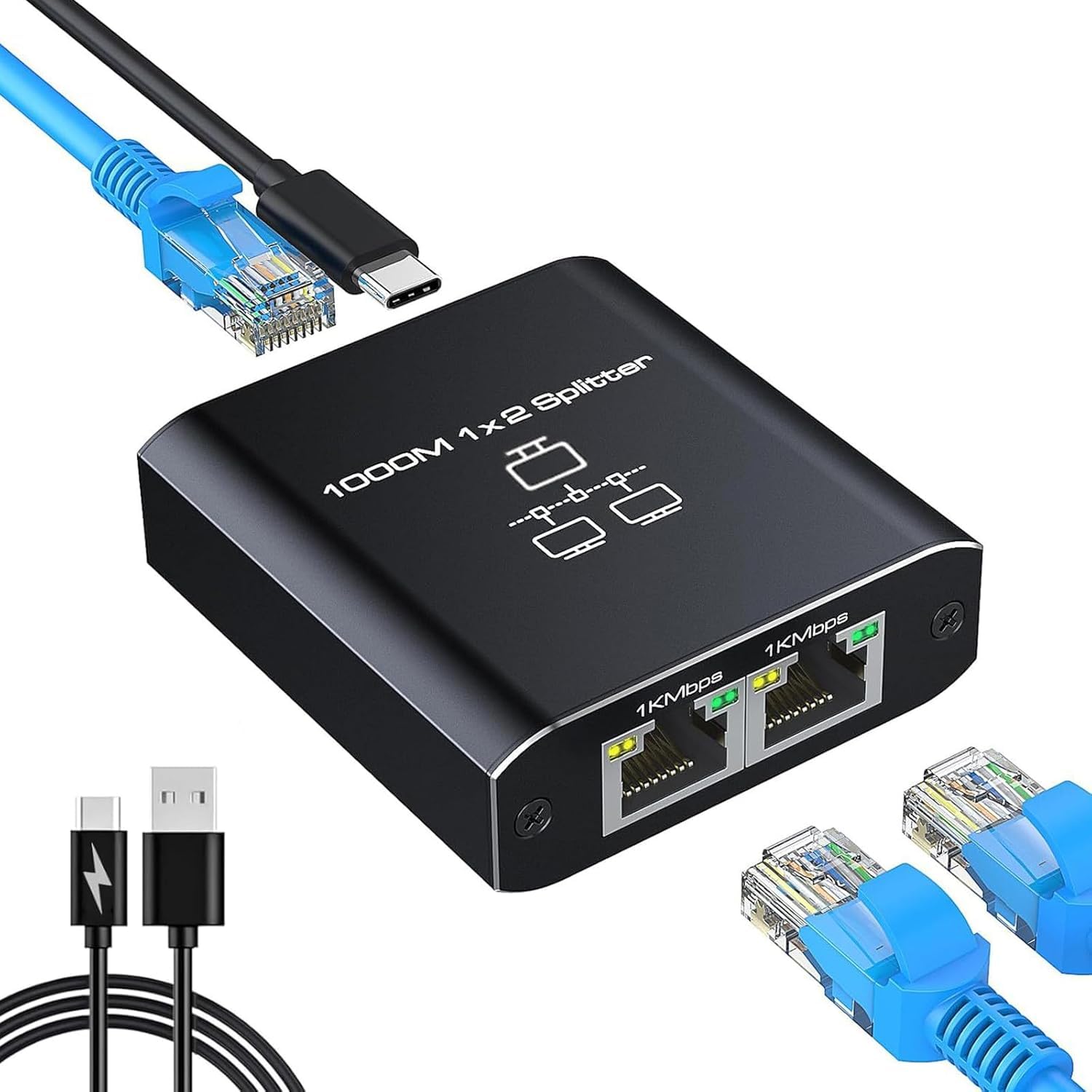 Amazon.co.jp: LAN 分配器 LAN ケーブル 分岐 RJ45 1000Mbps 1入力2