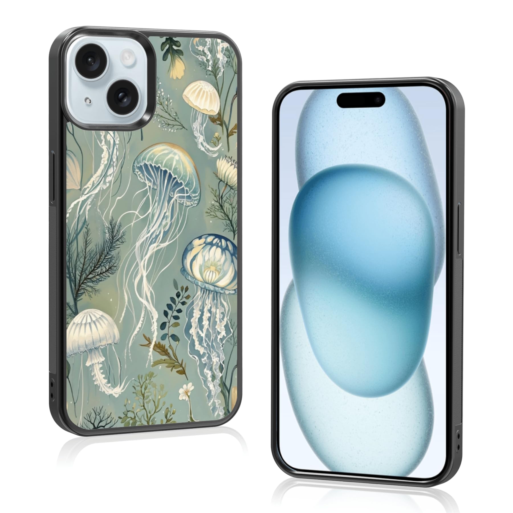 Coque méduse verte iPhone 15 antichoc esthétique contre les rayures - 8