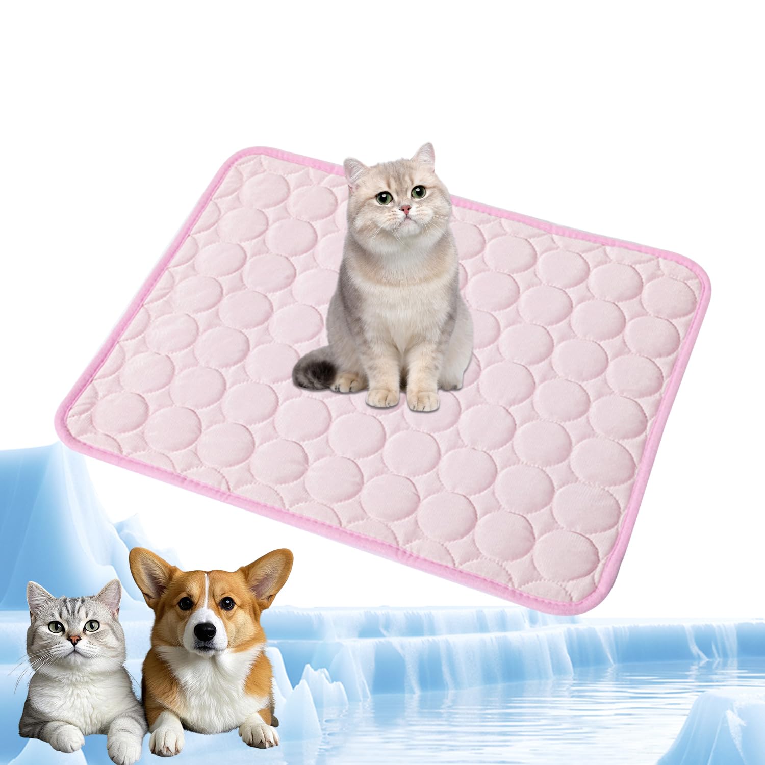 YXHZVON Alfombrilla Refrescante para Mascotas, Manta Refrigerante Perro, Cama Frio Animales Colchon Mascotas para Verano, 62 x 50 cm, M, Rosa