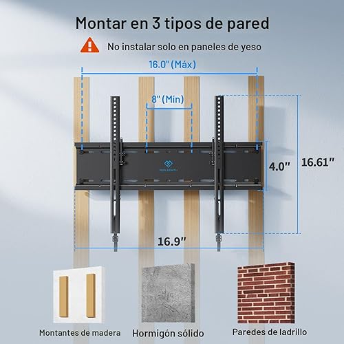 Miniatura 7 de PERLESMITH - Soporte de pared reclinable para TV pantalla plana LED LCD OLED y plasma de 23 a 55 pulgadas con estándar VESA 400x400mm peso de hasta